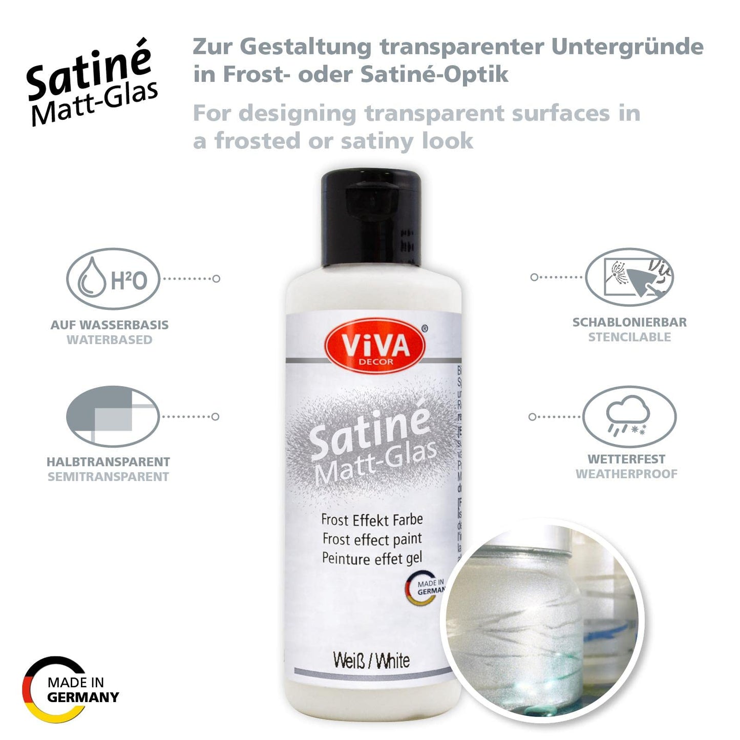 Viva Decor Satiné Matt Glass Paint Frosted - 82ml Mother of Pearl #905