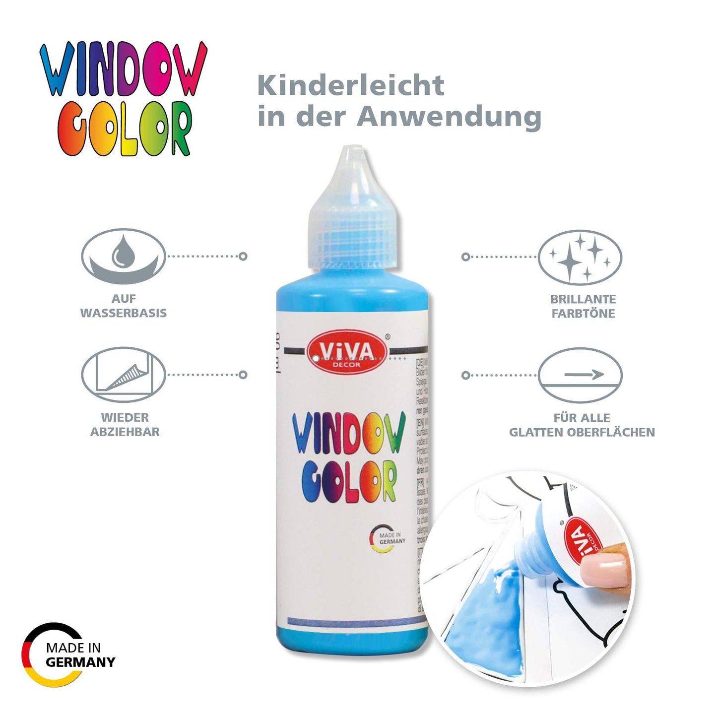 Viva Decor Window Colour (Skin, 90 ml) Window Paints for Removable Pictures and Stickers for Decoration, Mirrors, Tiles, Vases and Windows - Made in Germany