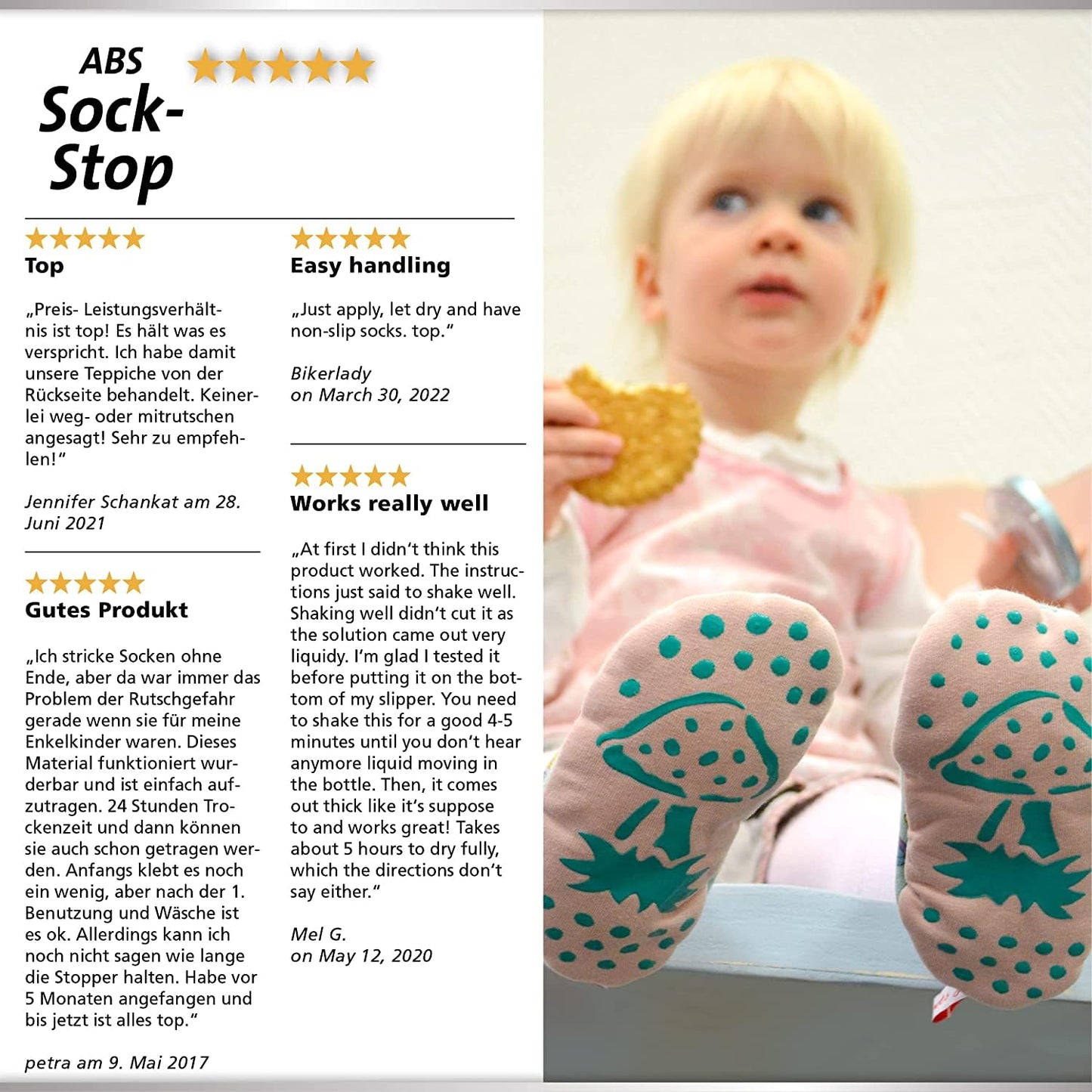 Viva Decor Sock Stop 4 x 28 ml Set - Non-Slip Solution for Socks - Black, White, Pearl Grey, Transparent