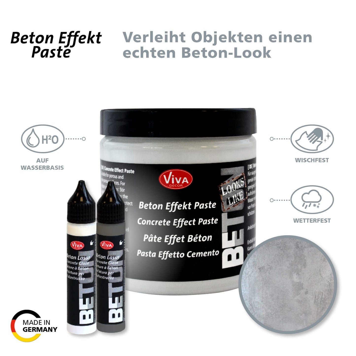 Viva Decor Concrete Effect Paste, Grey, 250 ml