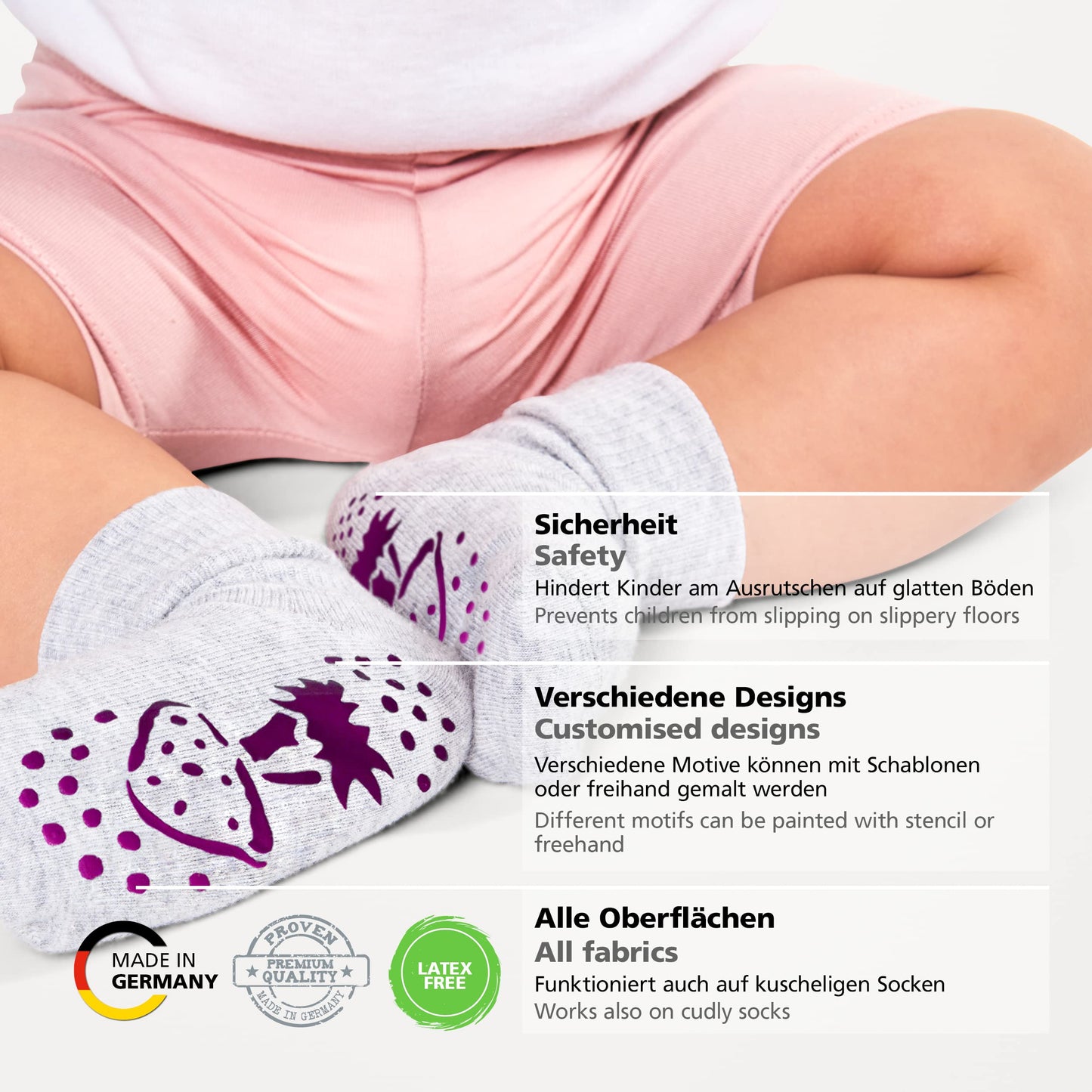 Viva Decor ABS Sock Stop (2.77 Fl oz, Yellow) - Fabric Paint for Non-Slip Socks, Bath Mats & More - Latex-Free, Water-Based, Washable - Secure Traction for All Surfaces