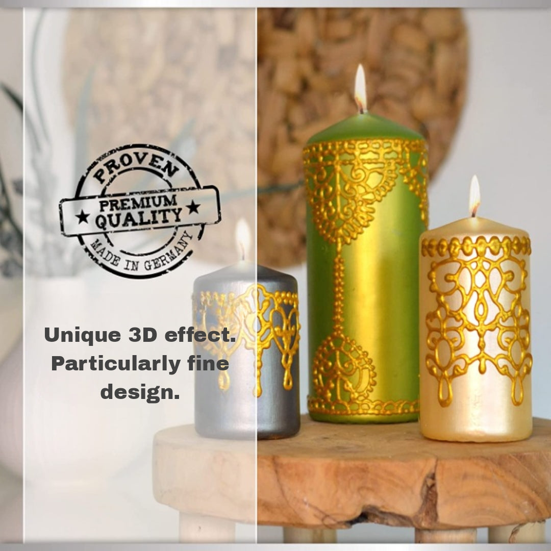 Viva Decor Candle Pen 4 x 0,95 Fl oz -Silver & Gold Set - Wax Paint for Candles | Candle Wax Pen for Custom Designs | Safe Candle Paint | for Decorating Candles | for Special Occasions | DIY Projects