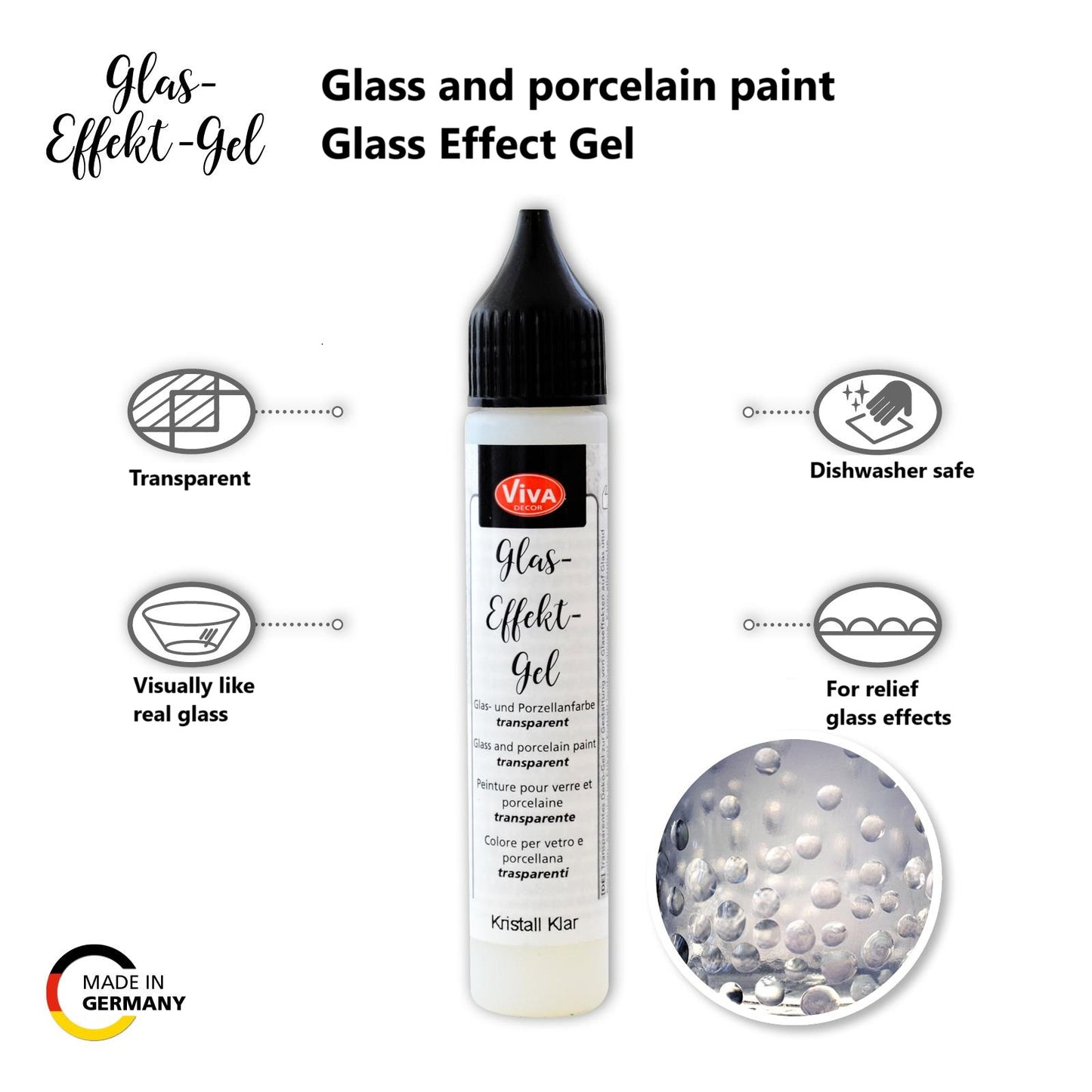 Viva Decor Glass Effect Gel 28ml, Crystal Clear
