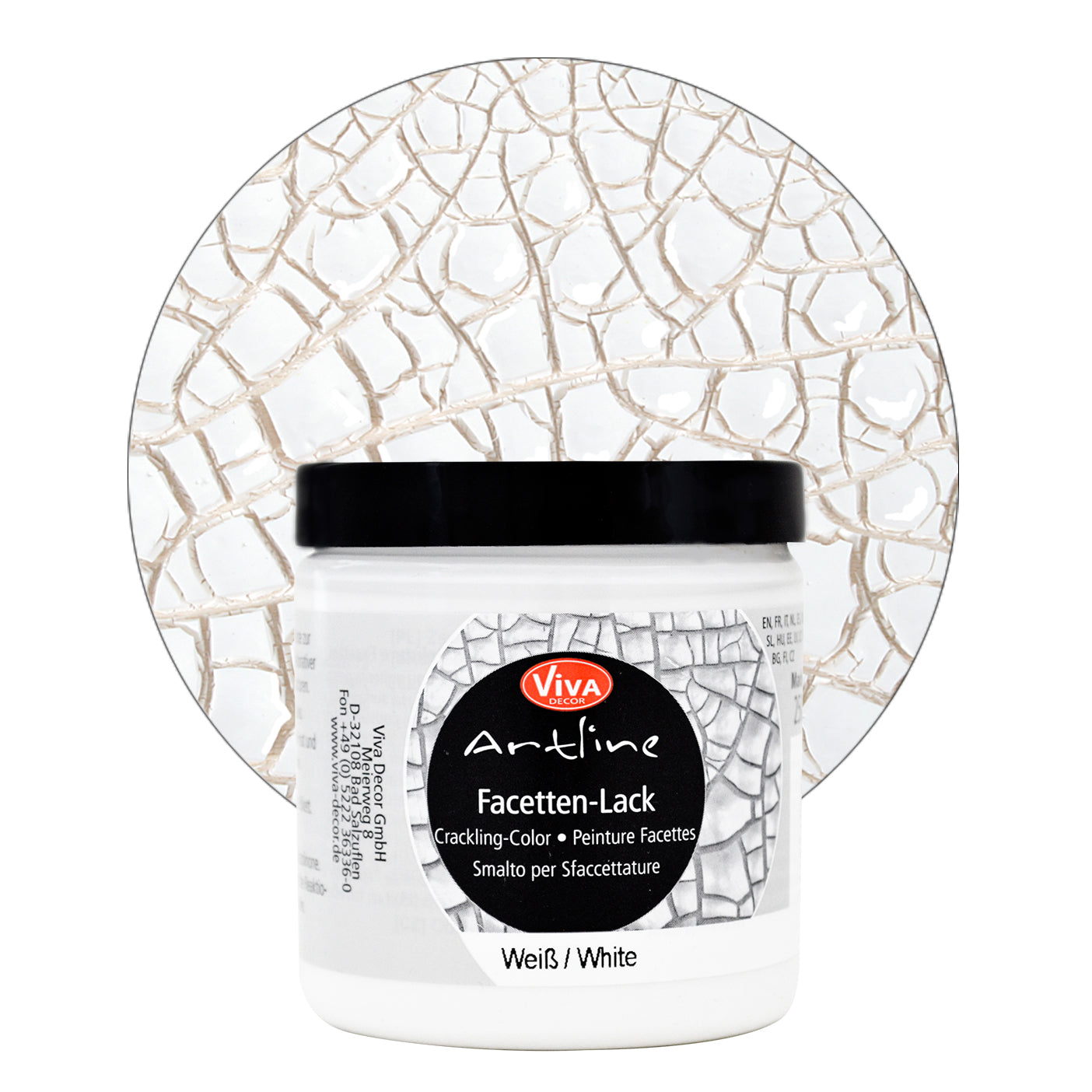 VIVA DECOR Facet Paint (8,45 fl oz) 250ml – Water-Based Crackle Paint for Vintage & Antique Effects, Versatile Color Choices, Ideal for Glass, Ceramic