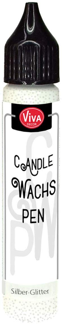VIVA DECOR - 3PL CANDLE PEN SLVR GLITR, us:one size, Silver Glitter