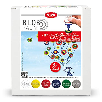 Viva Decor Blob Paint Set (Balloon girl, 6x3.04 Fl oz) - Acrylic Paint Set - Dot Painting Supplies - Made In Germany