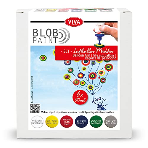 Viva Decor Blob Paint Set (Balloon girl, 6x3.04 Fl oz) - Acrylic Paint Set - Dot Painting Supplies - Made In Germany