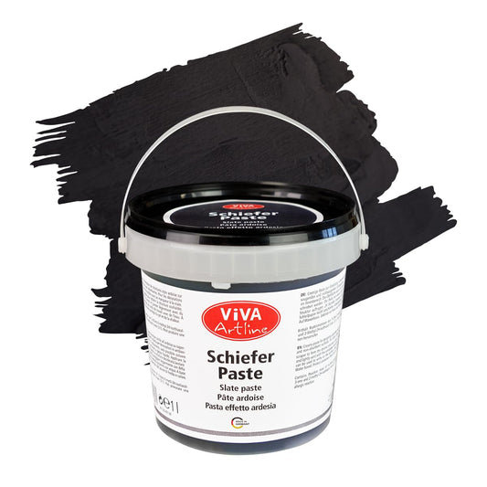 Viva Decor Artline Slate Paste (Colour Black, 1 L) Structural Paste Acrylic Based for Mixed Media Artists - Acrylic Paint with Stone Look for Canvas, Decoration and Sculpture - Made in Germany