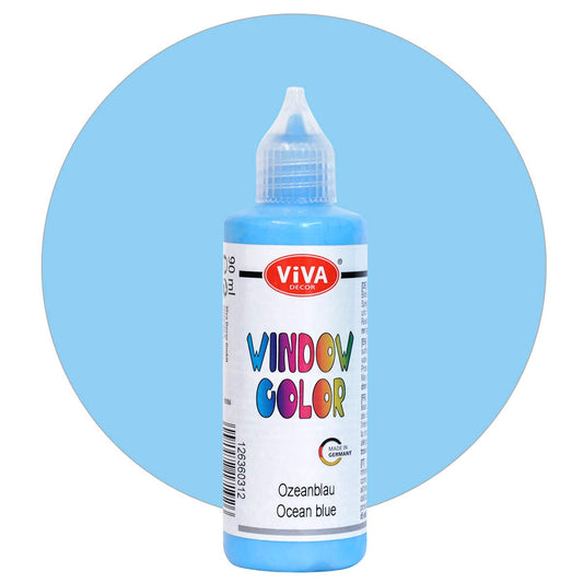 Viva Decor® Window Colour (Ocean Blue, 90 ml) Window Paints for Removable Pictures and Stickers for Decoration, Mirrors, Tiles, Vases and Windows - Made in Germany