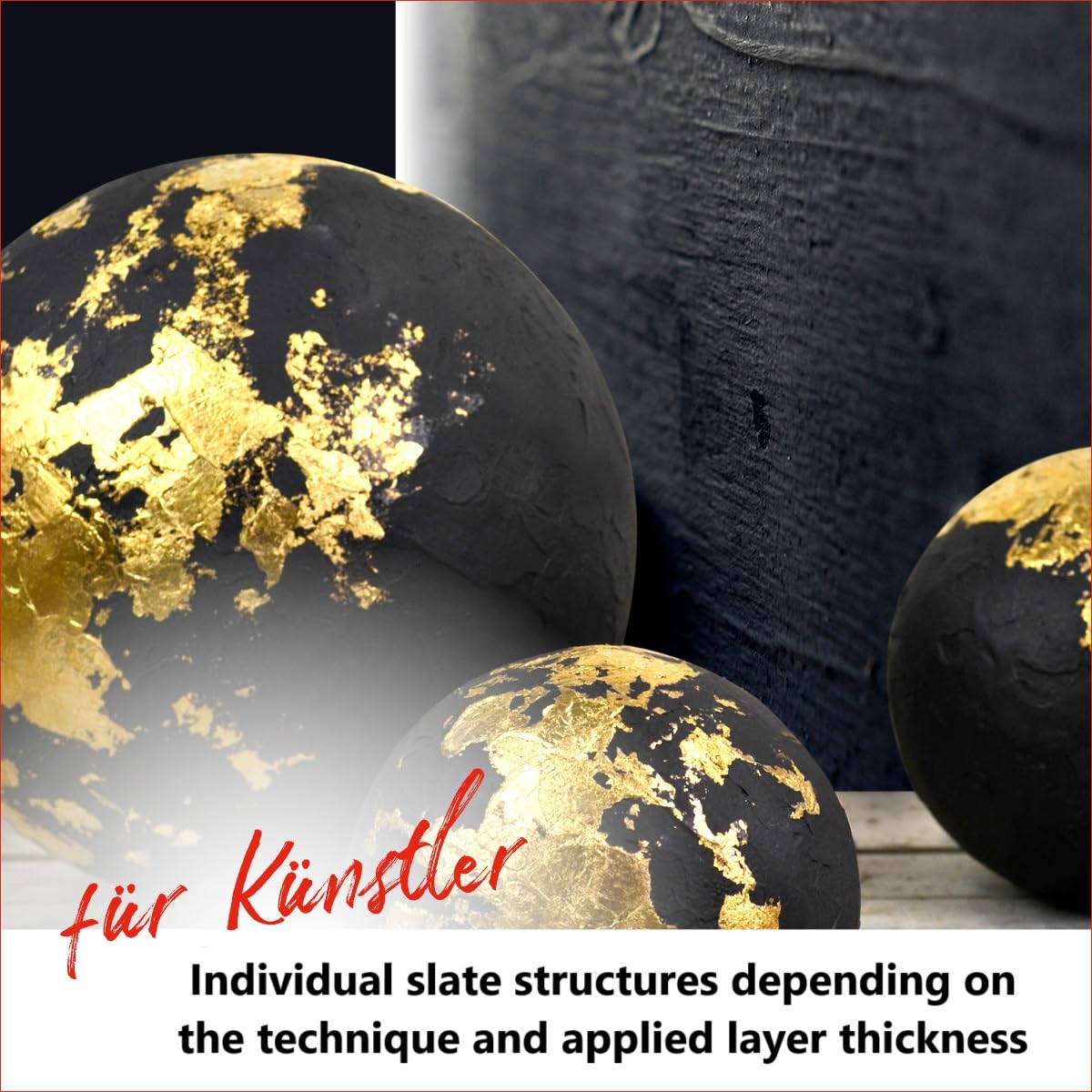 Viva Decor Artline Slate Paste (Colour Black, 1 L) Structural Paste Acrylic Based for Mixed Media Artists - Acrylic Paint with Stone Look for Canvas, Decoration and Sculpture - Made in Germany