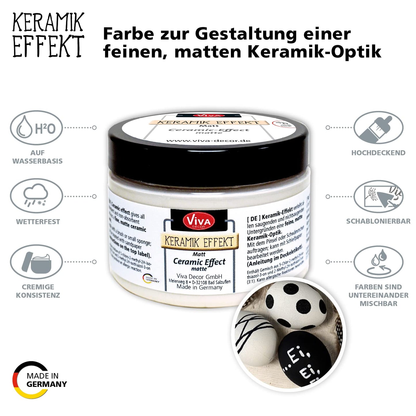 Viva Decor Ceramic Effect Matt Paint - 150ml Old White