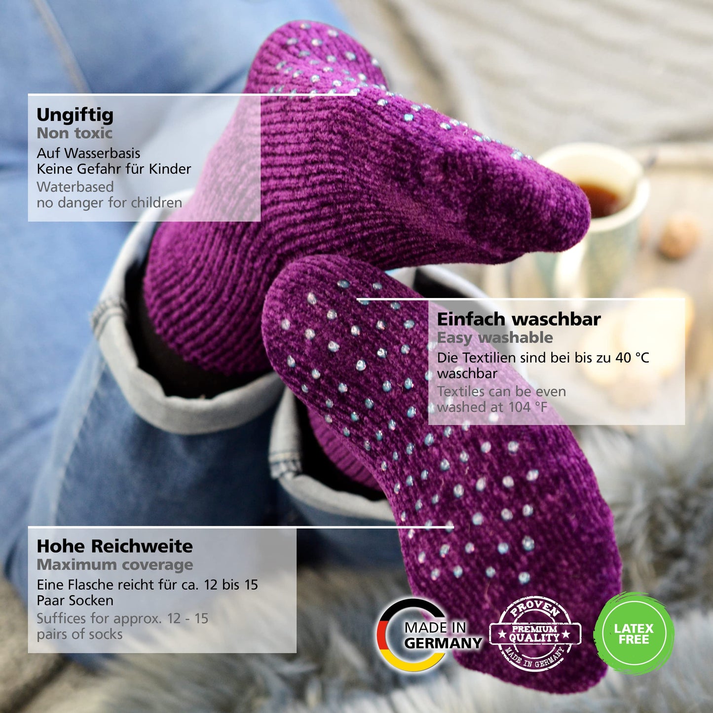 Viva Decor ABS Sock Stop (2.77 Fl oz, Yellow) - Fabric Paint for Non-Slip Socks, Bath Mats & More - Latex-Free, Water-Based, Washable - Secure Traction for All Surfaces