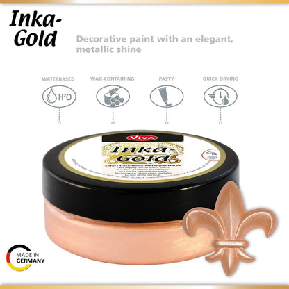 Viva Decor Inka Gold Gilding Wax2.2 oz - Easily Applicable, Wax-Based Metallic Polishing Paste. Quick-Drying Metal Shine, High Gloss Effects for DIY