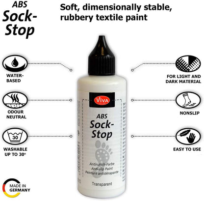 ABS Sock Stop non slip Liquid 2,77 fl oz,ABS anti skid fabric - liquid anti-slip for socks, mats, yoga -Viva Decor - Made In Germany